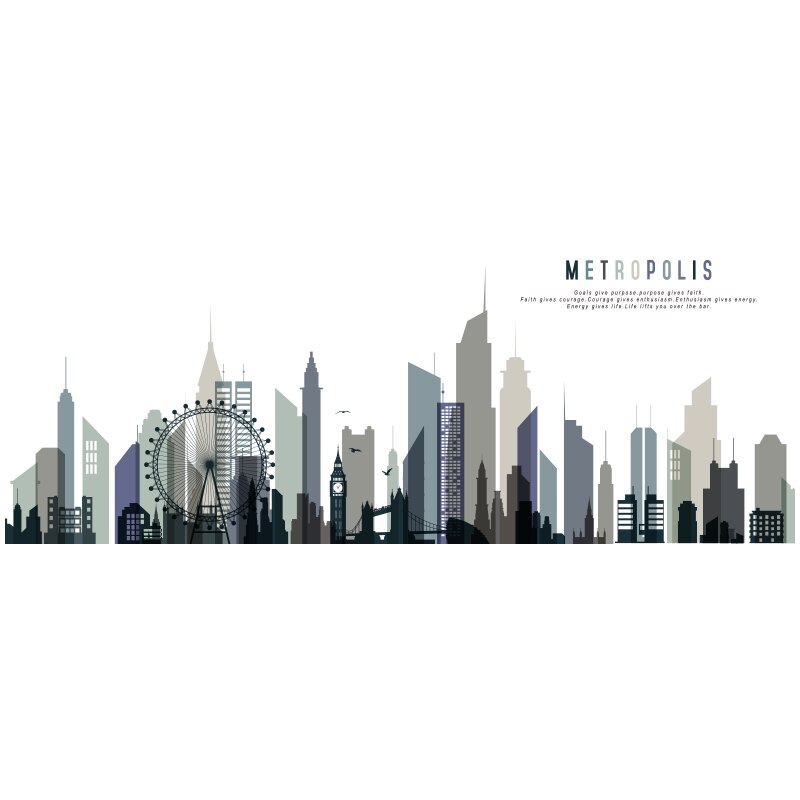 Modern City Wall Sticker Big Size Vsco Girl Boy Teenager Room Decor Aesthetic Living Room Bedroom Home Decoration Wallstickers