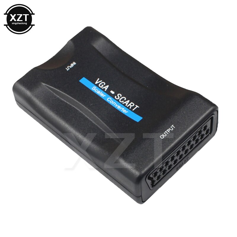 1pcs vga para scart conversor de áudio e vídeo conversor adaptador para tv sinalização adaptador conector com controle remoto