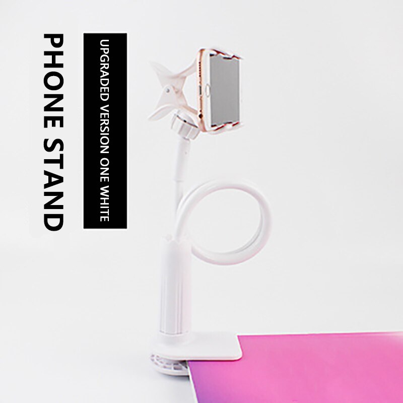 Universal Phone Holder Rotating Flexible Arm Phone Holder Desktop Bed Lazy Tablet Clip Bracket Mobile Stand Support For Phone: Style B White