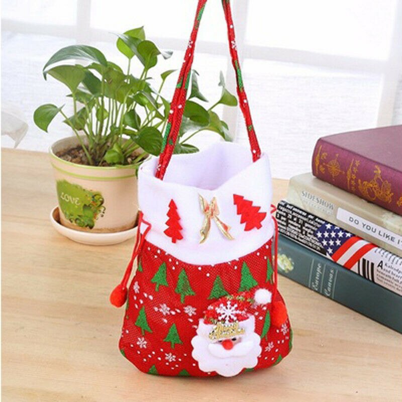 Meihuida god jul julenisse sekk gaver poseholdere juletre godteposer julefest stueinnredning: 2 20 x 24cm