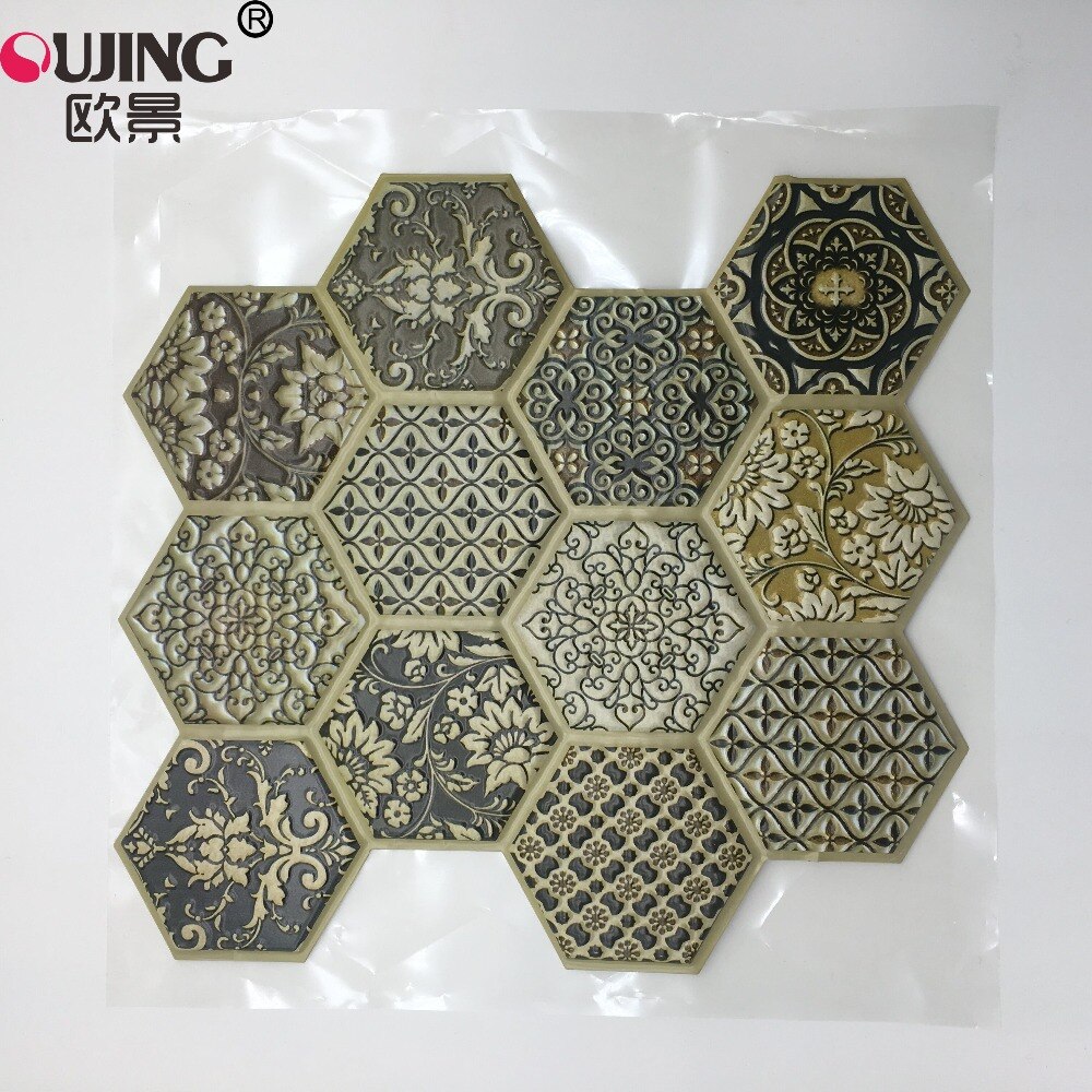 Carreaux muraux autocollants muraux 3D hexagonaux, 30x30cm x 1 pièce, Stickers muraux en PVC, pour cuisine, salle de bains, ligne artistique, décoration pour la maison