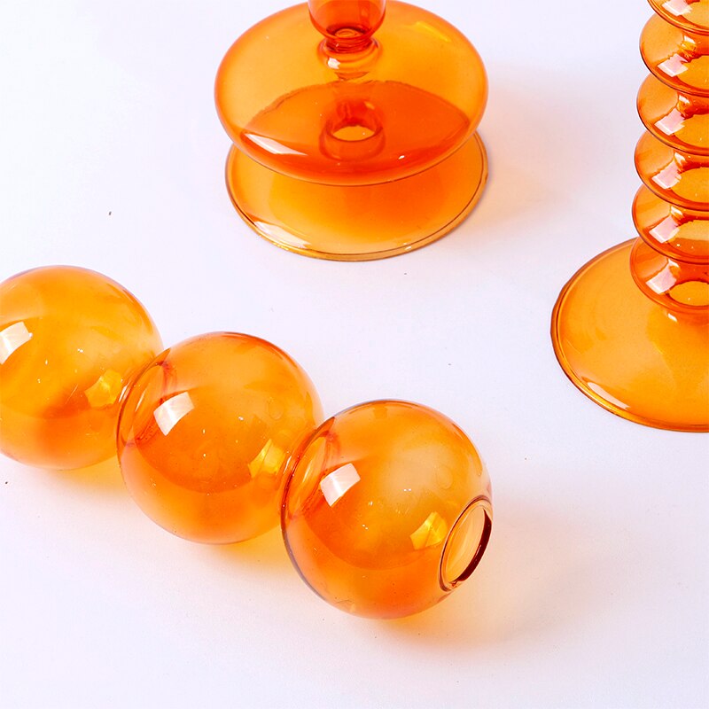 Oranje Glas Kandelaars Nordic Home Decor Wedding Party Diner Bij Kaarslicht Decoratie Woonkamer Kandelaar