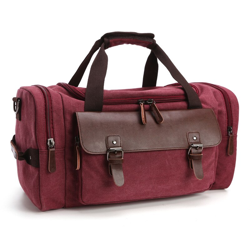 Männer Leinwand Reise Gepäck Tasche Große Kapazität Schulter Handtasche Crossbody Reisen Duffel Taschen Frauen Duffle Handtasche: Burgund