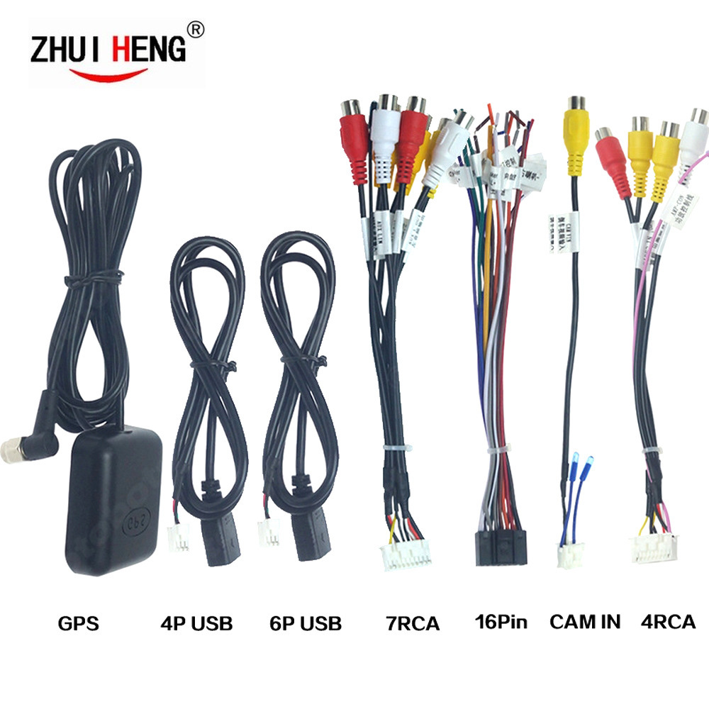 2 din Car Radio Stereo RCA Cable Auto-radio Adapter Microphone USB cable Output AUX Rear view input Converter GPS-Antenna
