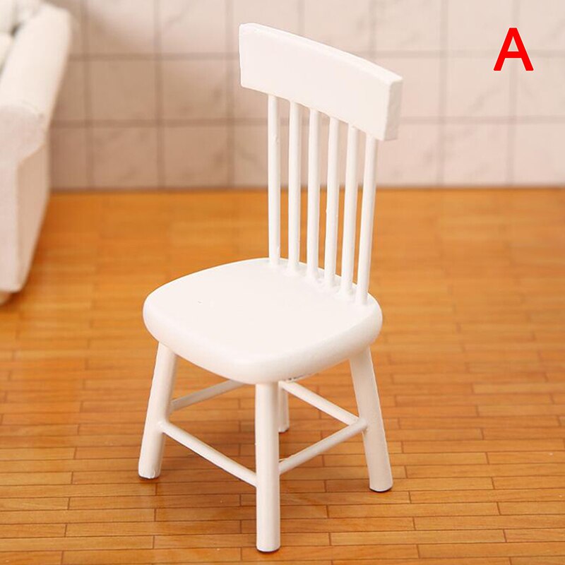 1:12 Dollhouse Miniature Furniture Wooden White Dining Table Chair Model Set Dollhouse Furniture Accessories: A