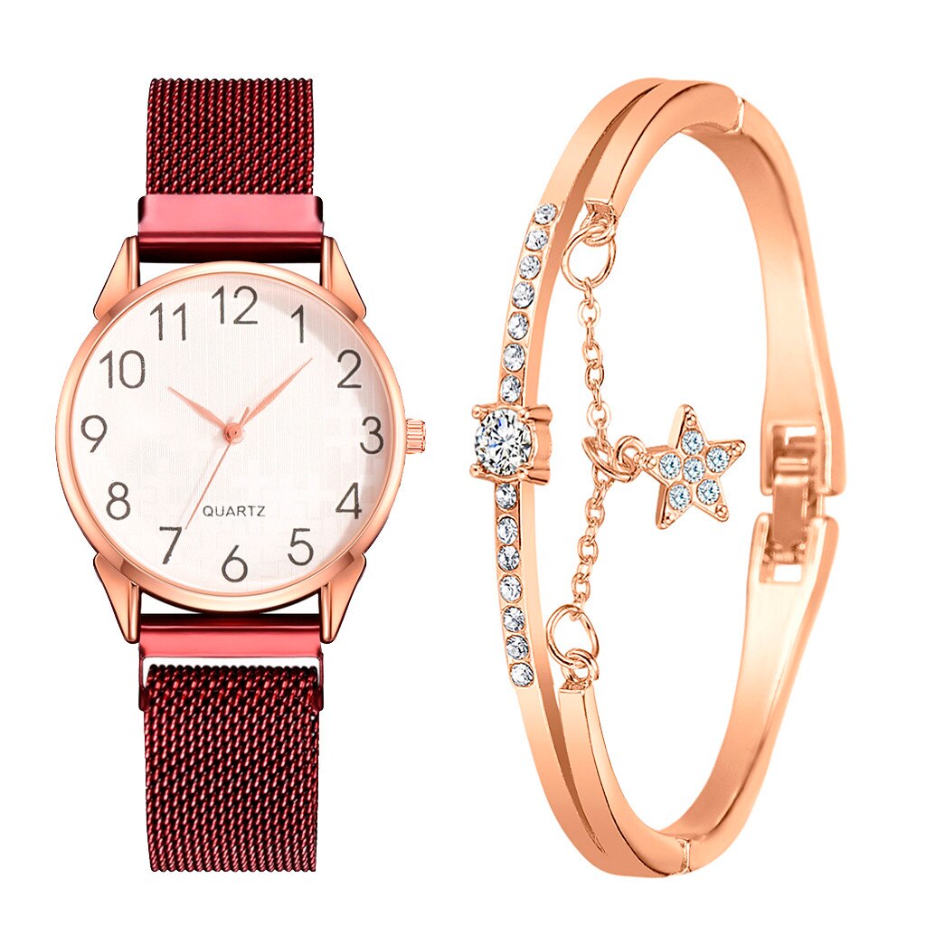 Mode Horloge Wijzerplaat Ingelegd Met Rvs Horloge Voor Vrouwen Quartz Eenvoudige Casual Armband Horloge Pak Moda Mujer