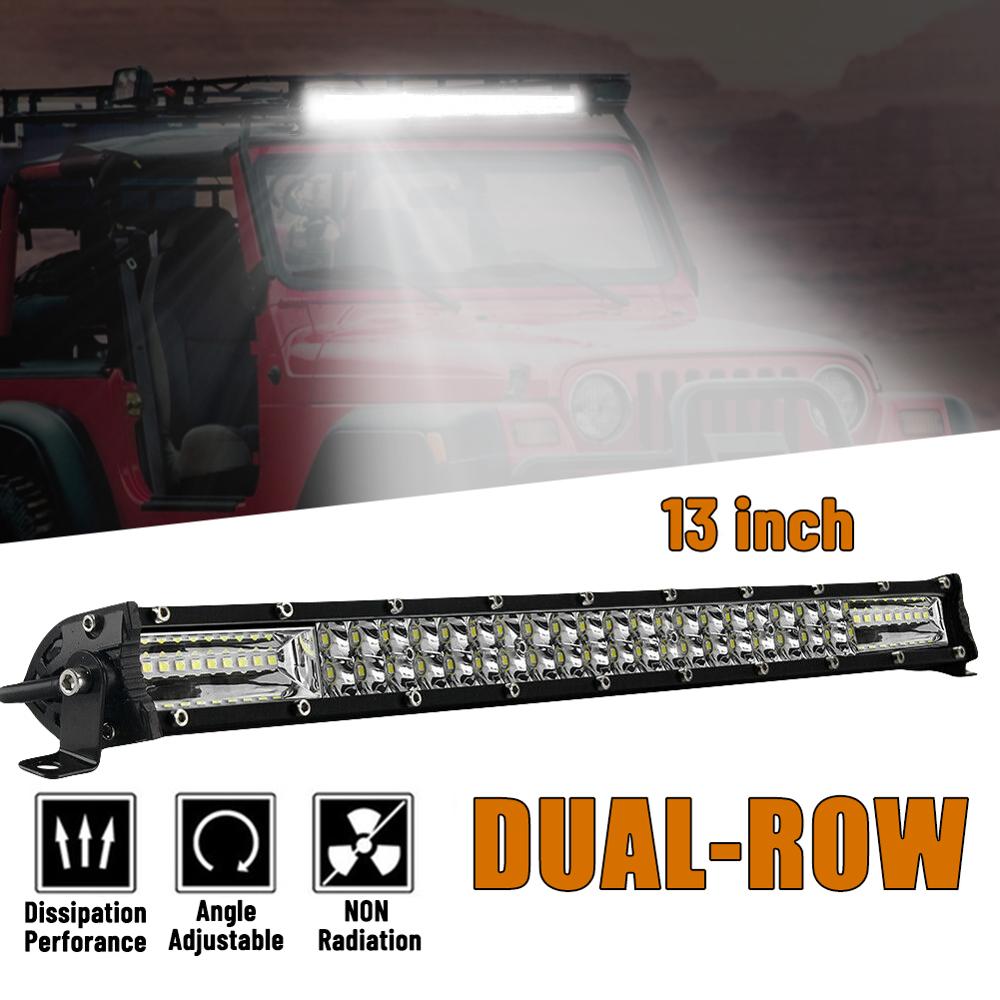 13 inch/20 inch Ultra Slim LED Light Bar Dual Row Spot Flood Combo Fog Off-road Front Bumper Center Grid Roof Modified Spotlight: 13inch