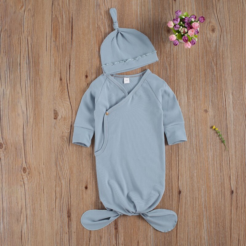 Lioraitiin 0-3M Neugeborene Jungen Mädchen Casual Footies Lange Sleve Solide V-ausschnitt Overall Hut 2Pcs 6 arten Outfit