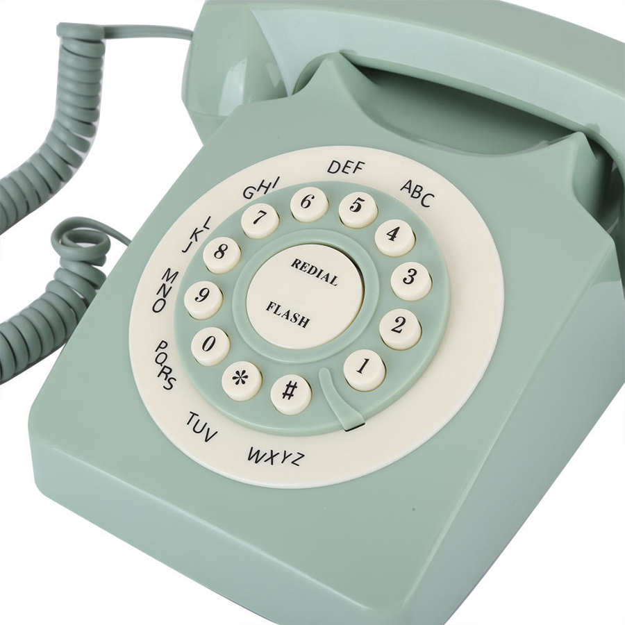 Smartphone vintage vintage européen, téléphone fixe, vert, haute définition, grand bouton clair, appel