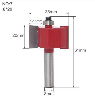 1pc 8mm Shank Height 1/2" X Depth 3/8" T Slot Milling Cutter Wood Router Bit Tungsten Wood Milling Citters Woodworking Tools: NO 7