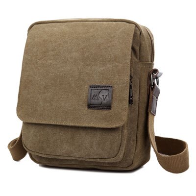 Men Messenger Bags Canvas Men Handbags Spring and Summer Travel Bags 3 Colors 21*26*8CM Srtip 150CM D7003: khaki