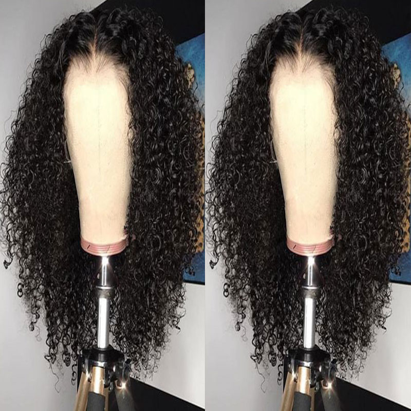 Bombe Afro crépus bouclés synthétique dentelle avant perruque résistant à la chaleur fibre cheveux naturel délié milieu séparation pour les femmes perruques
