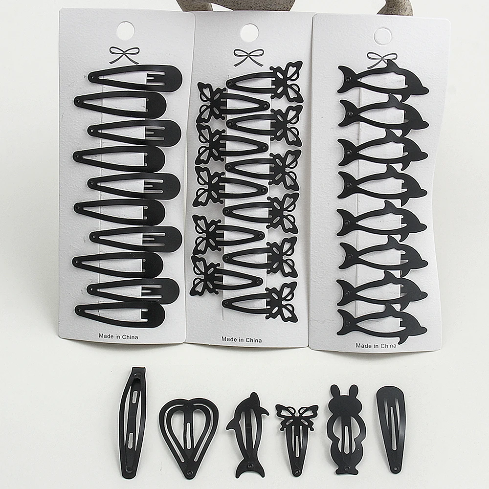 Pasador de estilo Y2K para mujer, horquillas negras simples, Clips BB, tocado, pasadores, accesorios para el cabello, 10/6 piezas