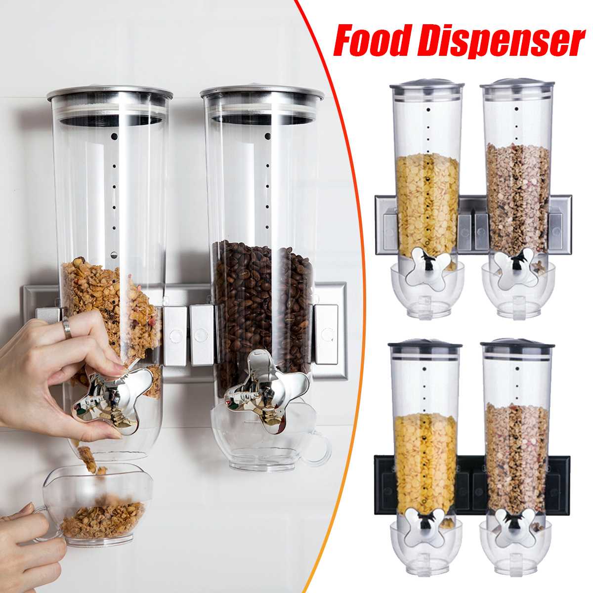 3L Wall Hanging Sealed Storage Tank Kitchen Grain Distributor Food Storage Barrel Cereal Machine wall-mounted storage tank
