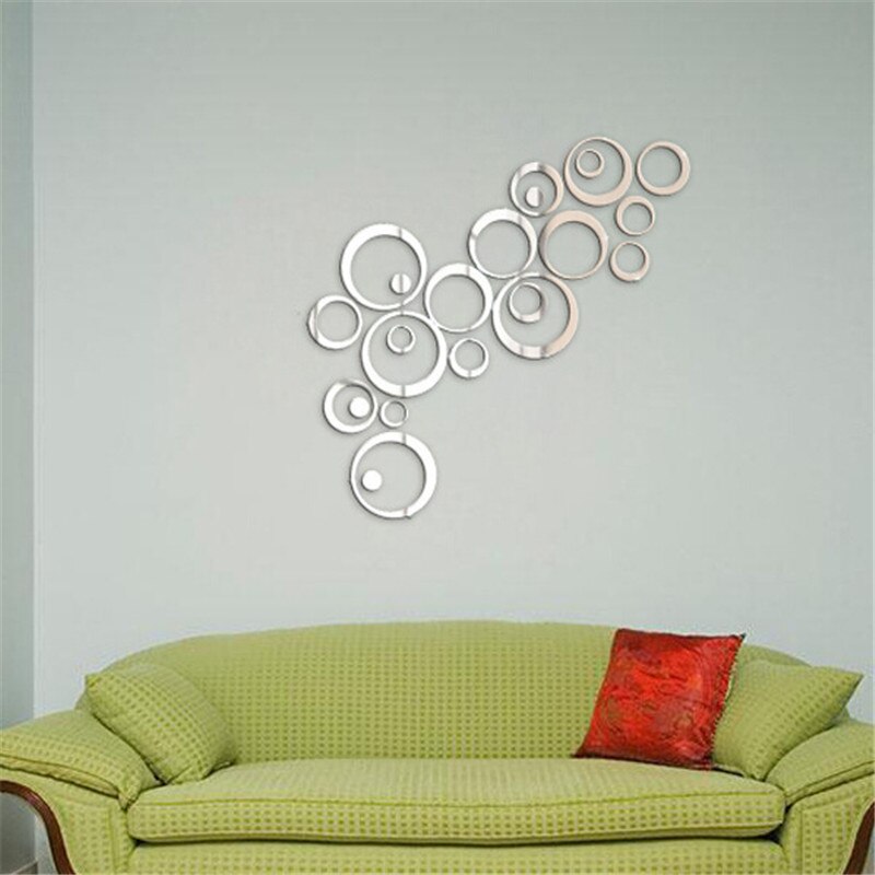 24 Stks/set Mode Delicate 3D Cirkel Decoratieve Spiegel Sticker Home Muurstickers Creatieve Diy Woonkamer Decoratie