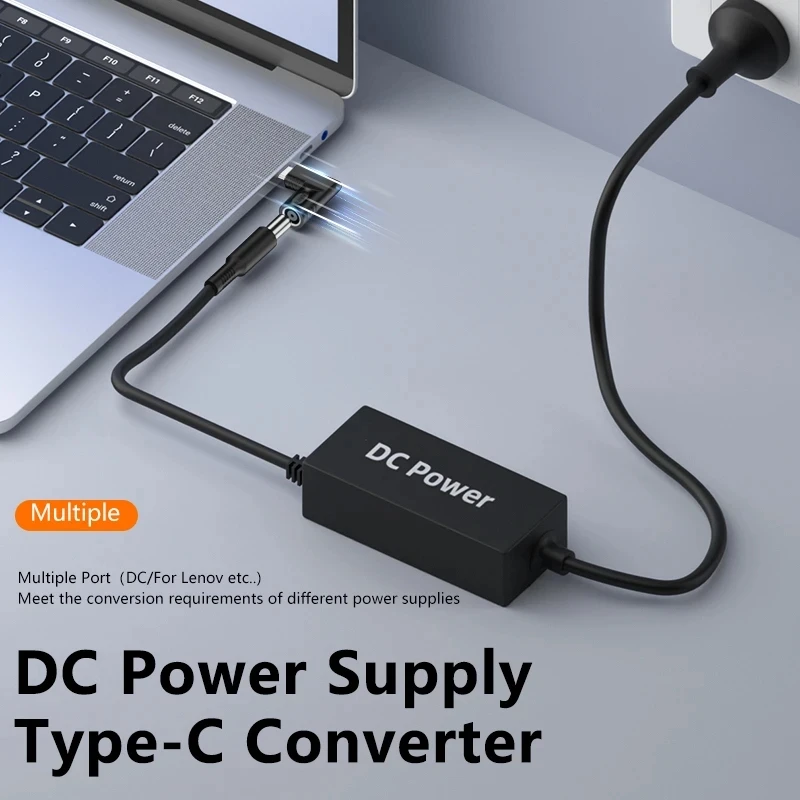 65w usb-c snellaadkabels voor lenovo laptopladers, dc-aansluiting met vierkante stekker naar type-c pd-voedingsadapter/converter