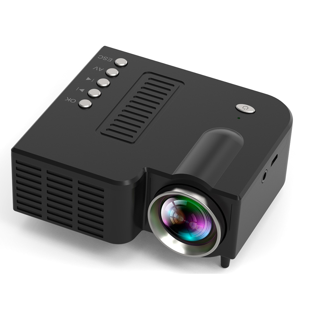 Mini Portable LED Projector 1080P Home Cinema Theater Video Projectors USB for Mobile Phone DOM668: black