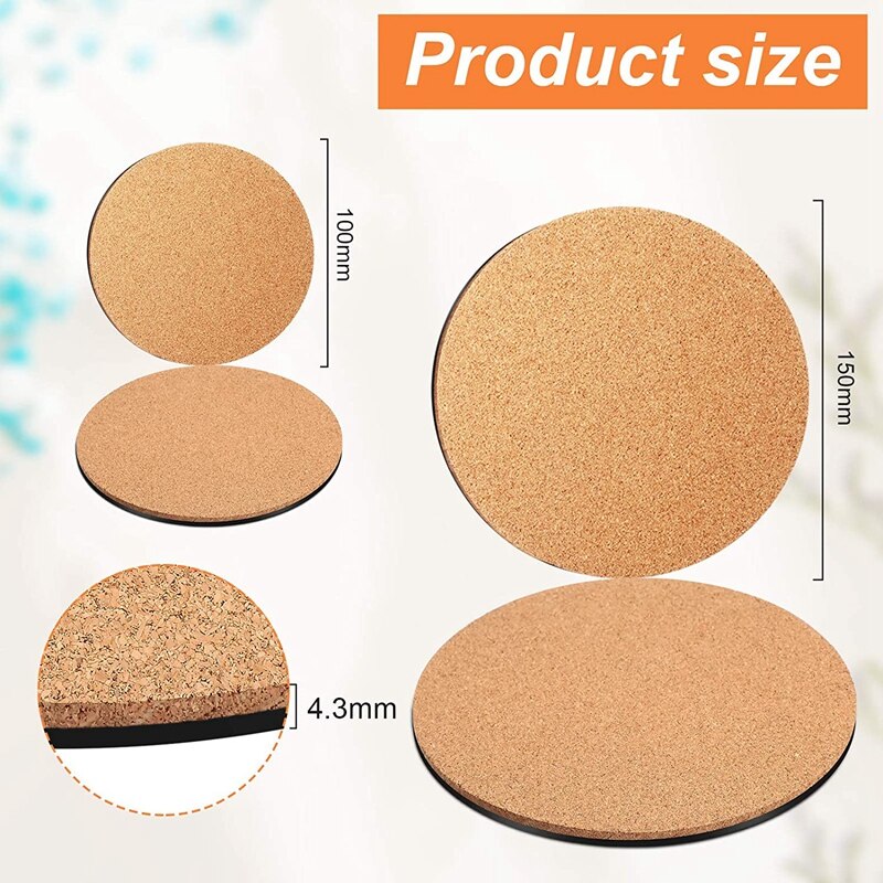 AA99 -10 Pieces of Cork Plant Plastic Mat Round Cork Mat Round Board Mat Gardening Indoor Outdoor Flower Pot DIY Craft Project