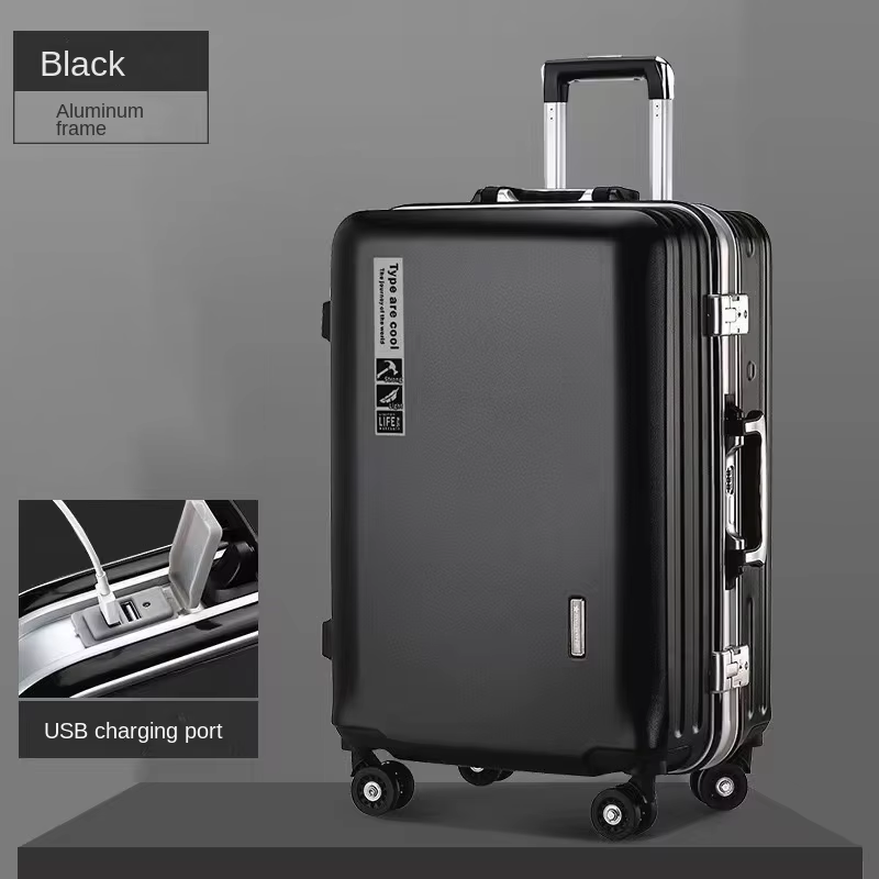 20 22 24 28 inch koffers op wielen Aluminium frame Handbagage Trip Cabine Trolley Reistas Wachtwoordslot Rits: Goud / 24"