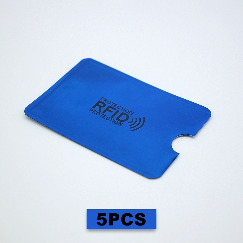 5 adet taşınabilir Anti RFID kredi kart tutucu banka kimlik kartı kapak tutucu kimlik koruyucu kılıf iş kart tutucu F094: blue