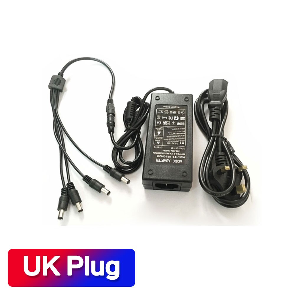 NINIVISION 12V 5A 4 Port CCTV Camera AC Adapter Power Supply Box For The CCTV Camera