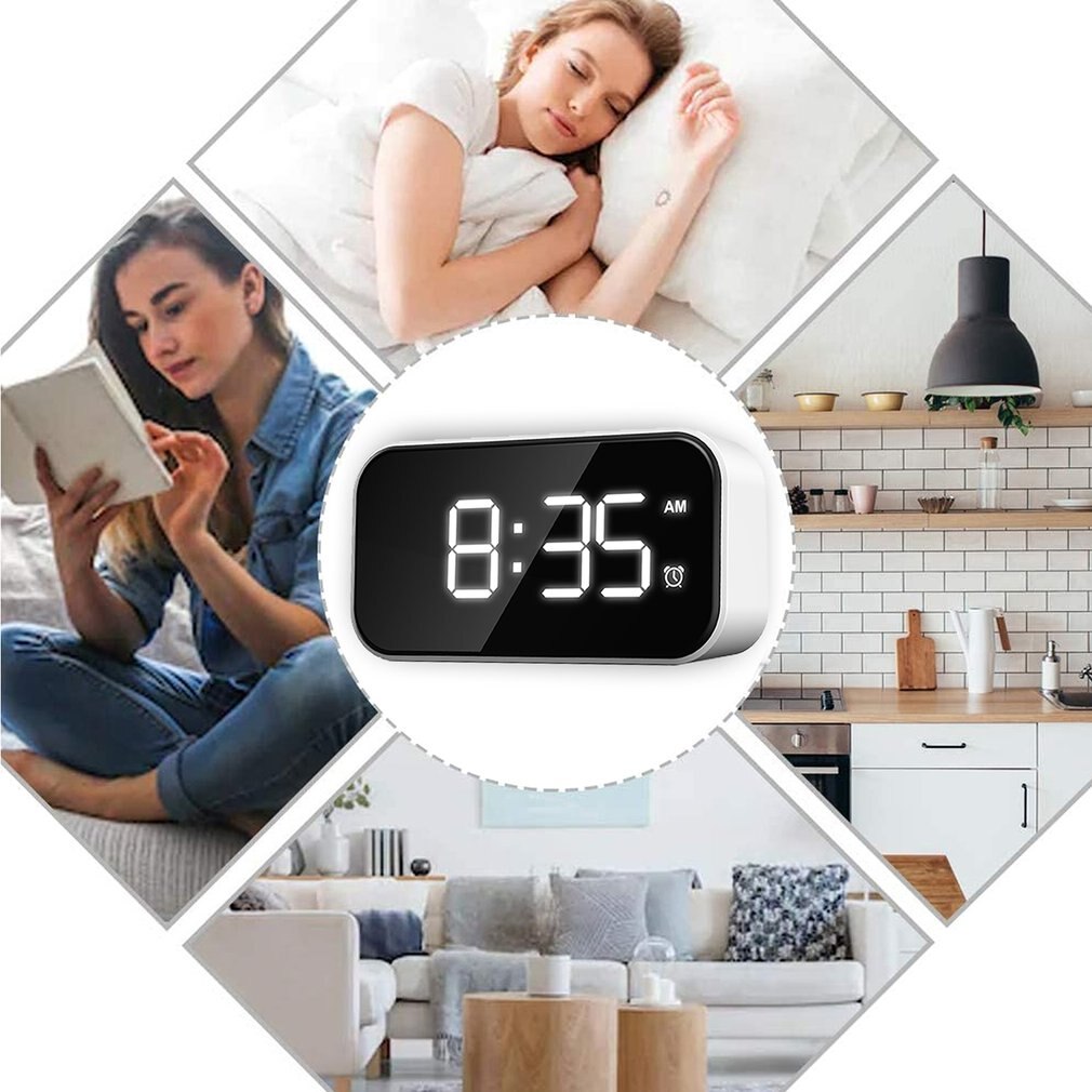 Black Background Electronic Alarm Clock Without Battery LED Screen Digital Alarm Clock Kitchen Office Clock