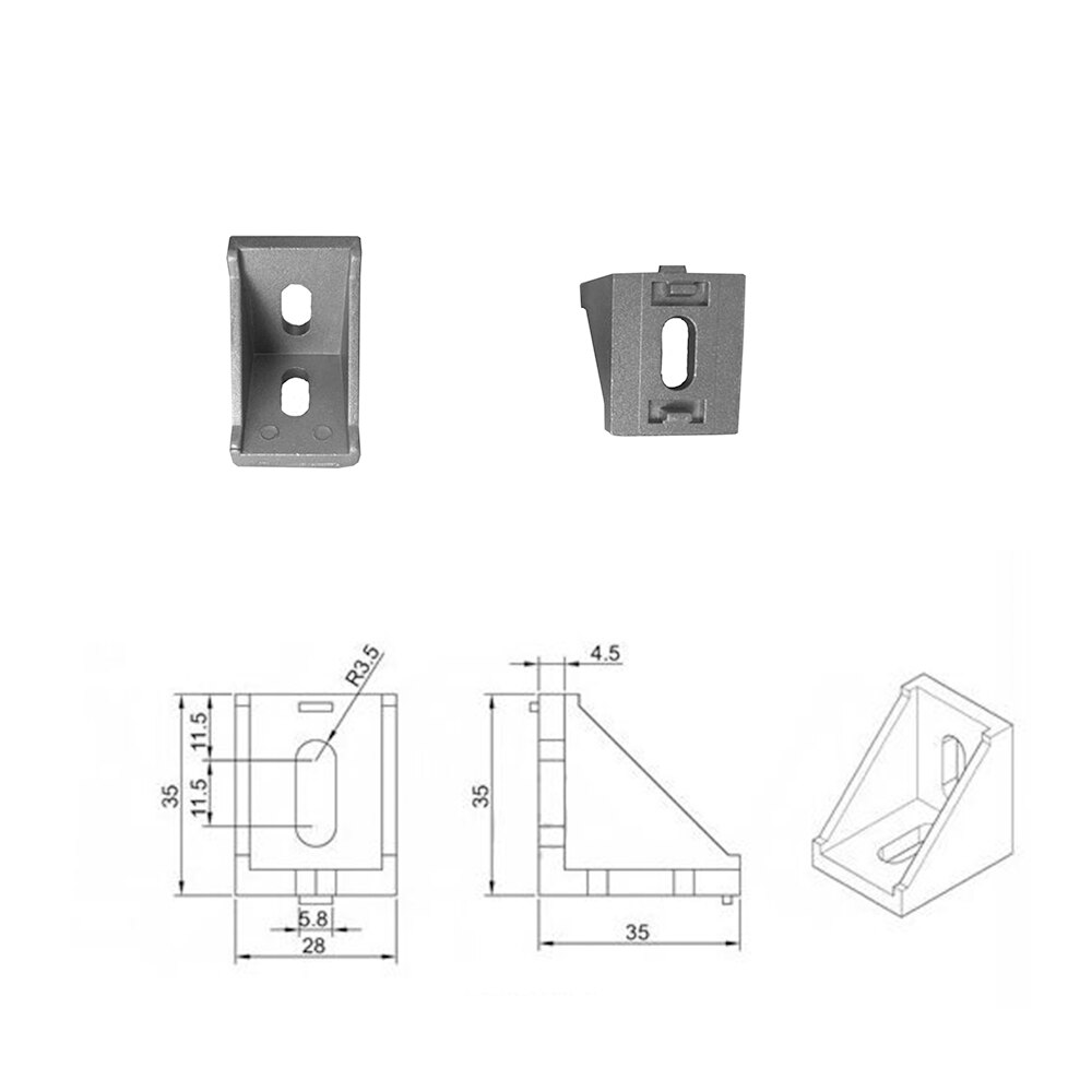 1Pcs 3030 28x35x35mm Eu Corner Fitting Angle Aluminum 30 X 30 L Connector Bracket Fastener Industrial Profile