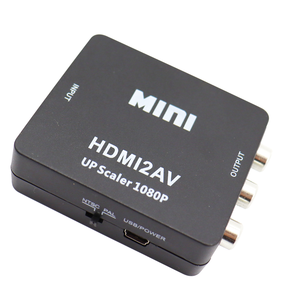 MINI HDMI compatible con RCA AV/CVBS Adaptador convertidor AV de vídeo compuesto HDMI2AV para TV VHS VCR DVD