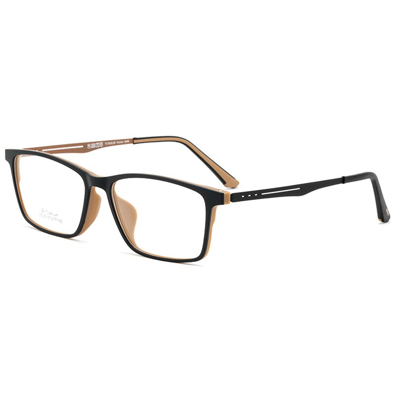 Lunettes surdimensionnées en plastique titane TR90 pour hommes, large monture de lunettes, myopie Prescription optique: Black Brown