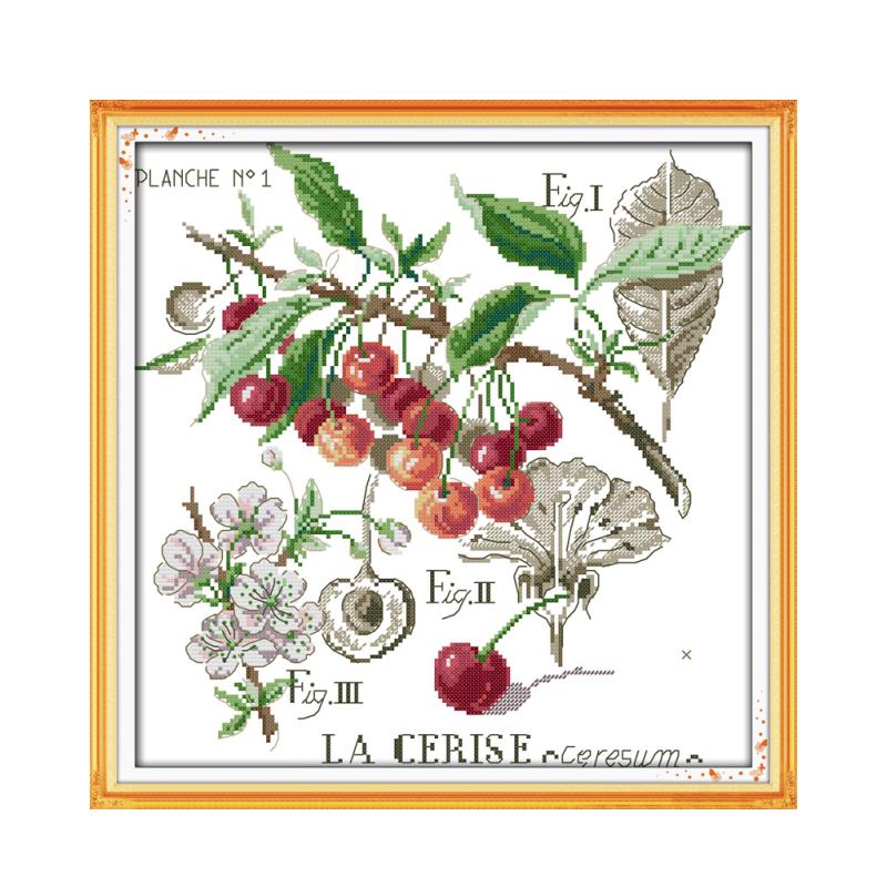 Cherry (1) Telpatroon Fruit Patroon Gedrukt Op Canvas 18ct Count Canvas Stiksels Borduurwerk Diy Handgemaakte Handwerken