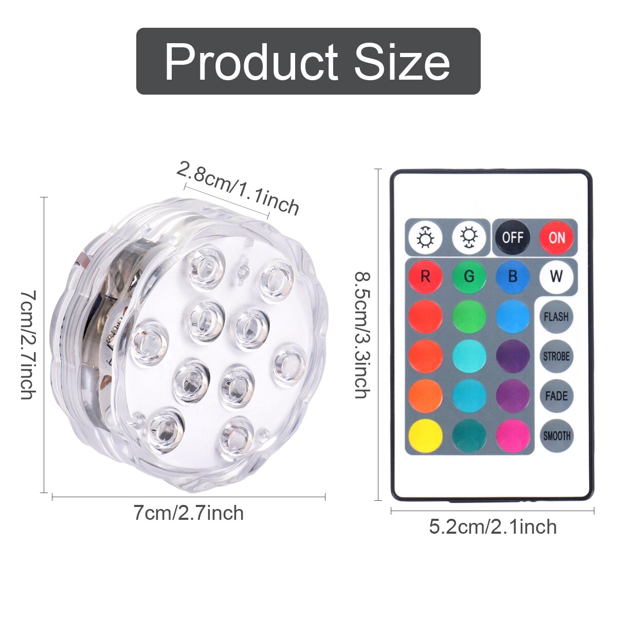 10 Led Remote Controlled Rgb Submersible Licht Waterdicht Vissen Onderwater Lamp Outdoor Zwembad Vijver Verlichting