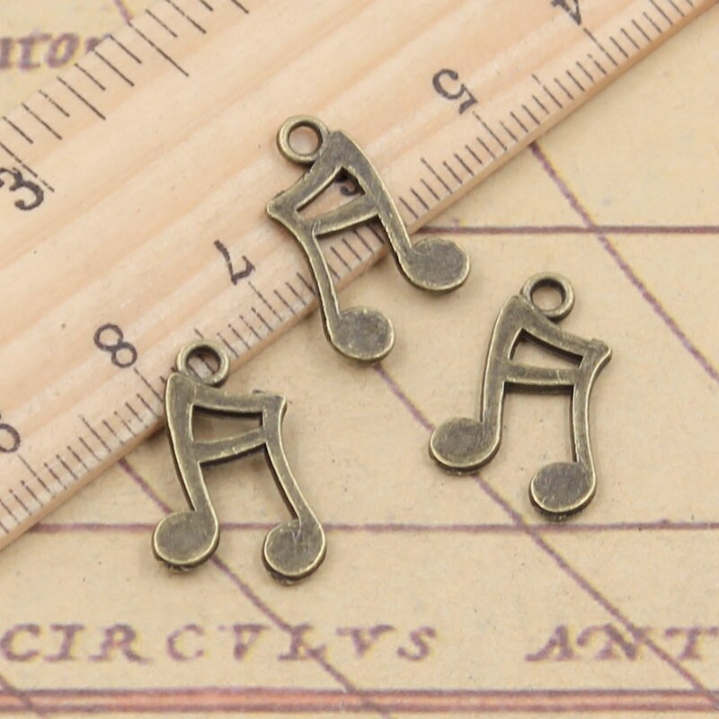 30pcs di Fascini Nota Musicale 17x11mm Bronzo Tibetano Colore Argento Antico Dei Pendenti Monili Che Fanno FAI DA TE Fatti A Mano Del Mestiere: Bronzo antico placcato