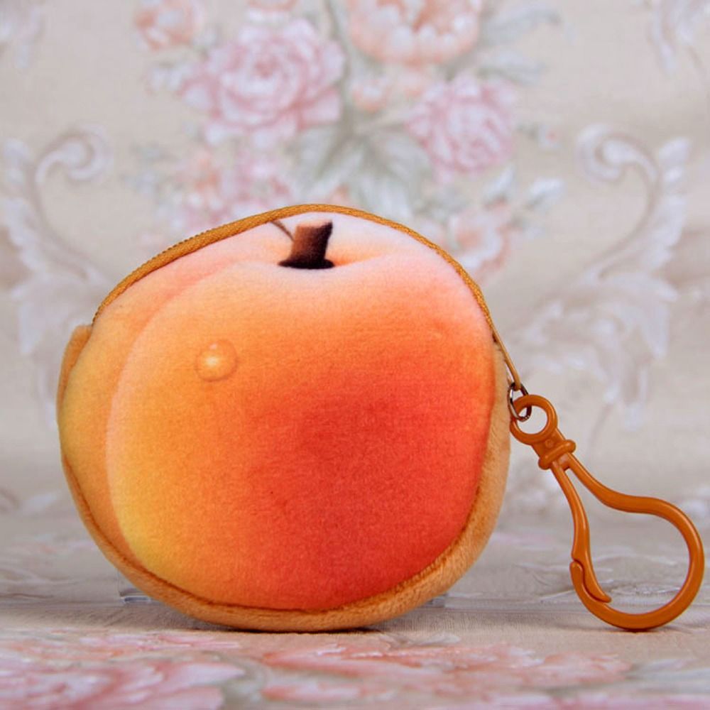 Mini Watermelon Fruit Coin Purse Peach Huangtao Strawberry Card Holder Strawberry Orange Plush Wallet Outdoor