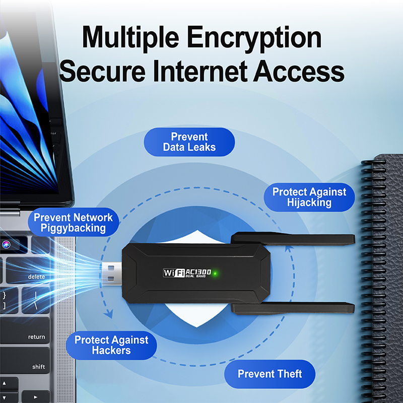 1300 mbps trådløs wifi-adapter internetnetværkskort usb 3.0 wifi-dongle til pc bærbar computer dual band 2.4g/5.8 ghz med antenne