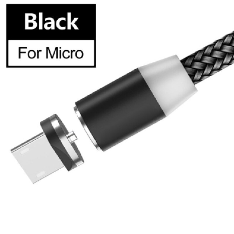 Magnetische Kabel Micro Usb Snel Opladen Magnetische Lading Koord Voor Samsung S4 S5 S6 S7 Rand Note 3 4 5 5V 2.4A Nylon Gevlochten Draad: Black For Micro