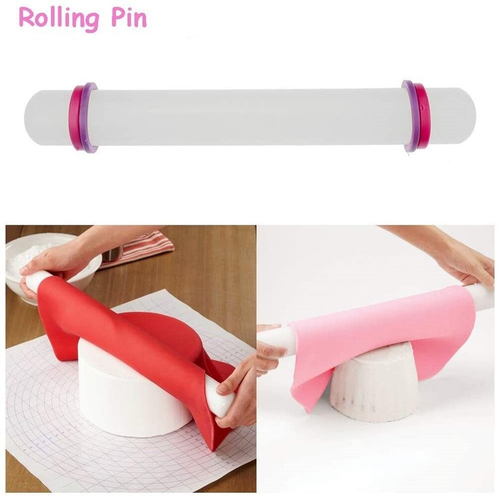 13 PCS Fondant Scraper Icing Smoother Rolling Pin Trimmer Cutter Embosser Flower Scissor For Sugarcraf Cake Decorating Tool t