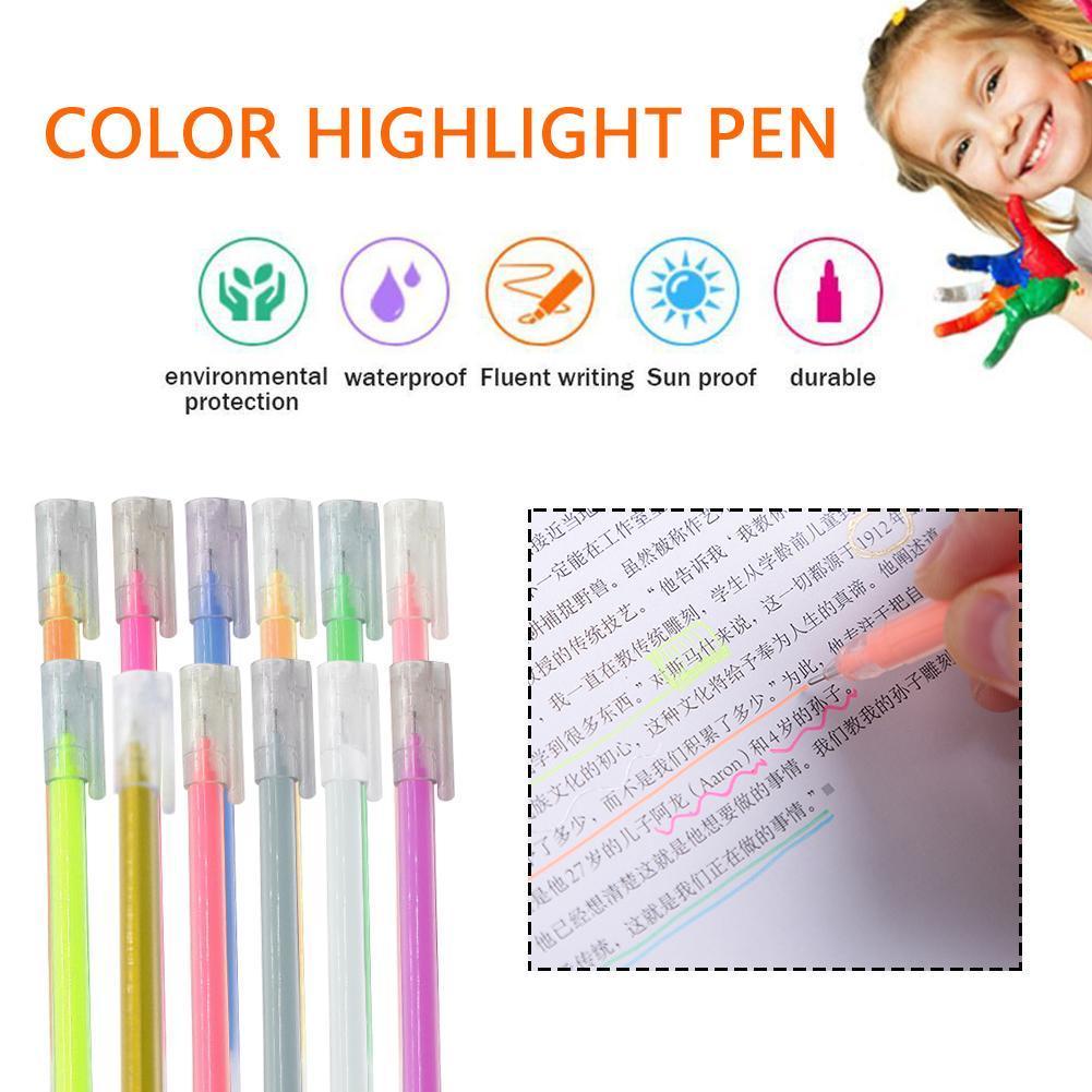 1Pc Kleurrijke Hoogtepunt Pen Zwart Karton Wit Hookline Pen Creatieve Kleurrijke Pen Punt Schilderij 0.5Mm X7N4