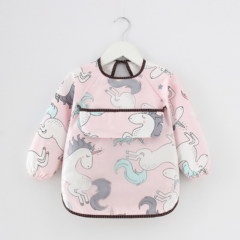 Lange Mouw Waterdichte Slabbetjes Kids Schort Cartoon Baby Jongen Meisje Eten Bib Met Mouw Kinderen Tekening Kleding Siliconen Bib