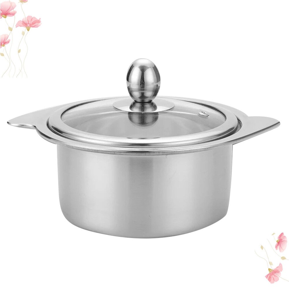 1Pc 14cm gorący garnek ze stali nierdzewnej solista garnek kompatybilny dla kuchenka indukcyjna z pokrywką (srebrny)
