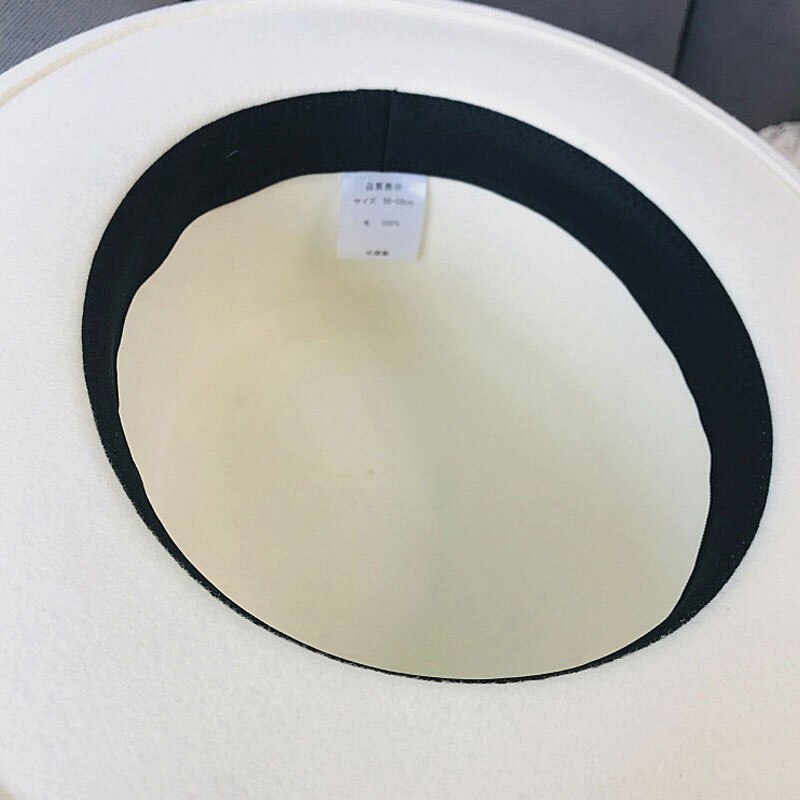 Winter Fahsion Hoeden Voor Vrouwen Fedora Met Riem Rond Wit Zwart Schipper Wol Hoed Porkpie Stijl Verstelbare Tovenaar