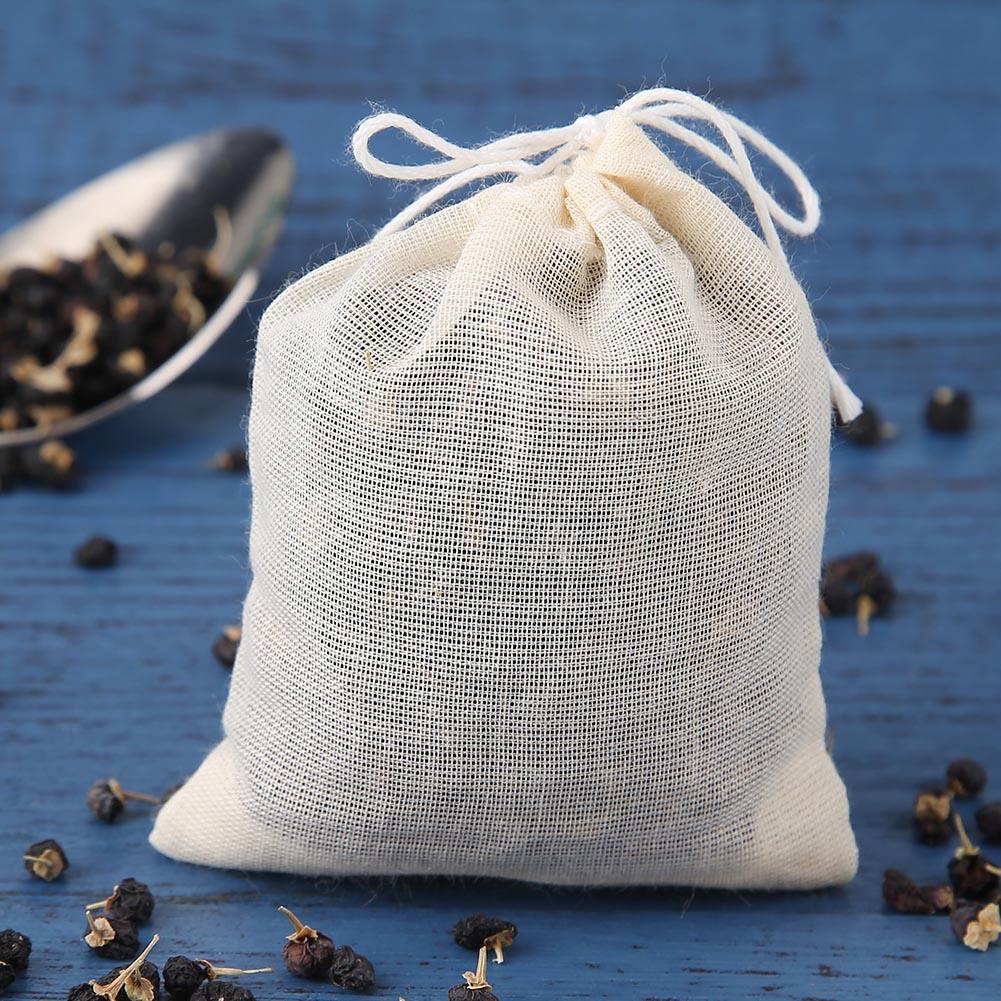 Sachets de thé en gaze de coton de alimentaire, 20 pièces, filtres à épices, infuseur avec ficelle, scellé