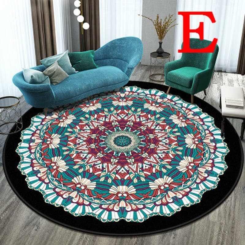 60cm runde tepper til stue soveromstepper og tepper klassisk blomsterdekor gulvmatte studere salongbord tepper: E