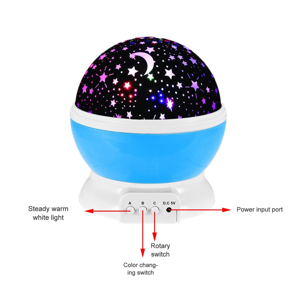 LED Projector Star Moon Night Light Sky Rotating Operated Nightlight Lamp For Children Kids Baby Bedroom Nursery Christmas