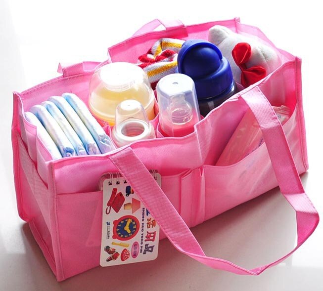 Saco de fraldas de mão interior vestindo portátil saco de fraldas de mão saco de partição saco de fraldas: Pink