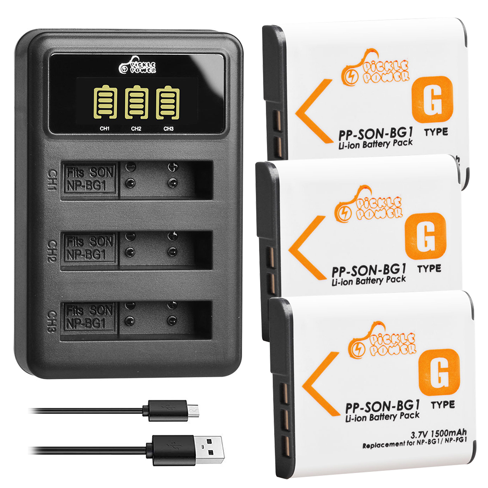 3 Stck NP-BG1 NP BG1 NP-FG1 Batterie + 3 Kanal Ladegerät für SONY Cyber-Schuss DSC-H3 DSC-H7 DSC-H9 DSC-H10 DSC-H20 DSC-H50 DSC-H55: 3 Batterie 1 Ladegerät
