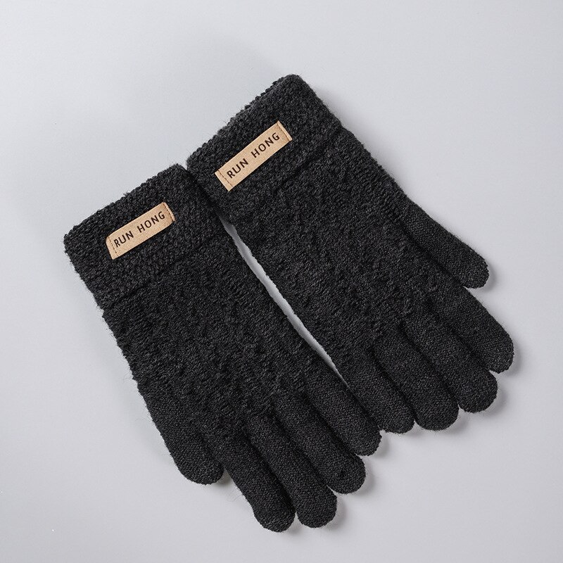 Men's and Women's Winter Woolen Gloves Thickened and Velvet Knitted Wool Warmth Riding Men's and Women's Touch Screen Glove: A341-3