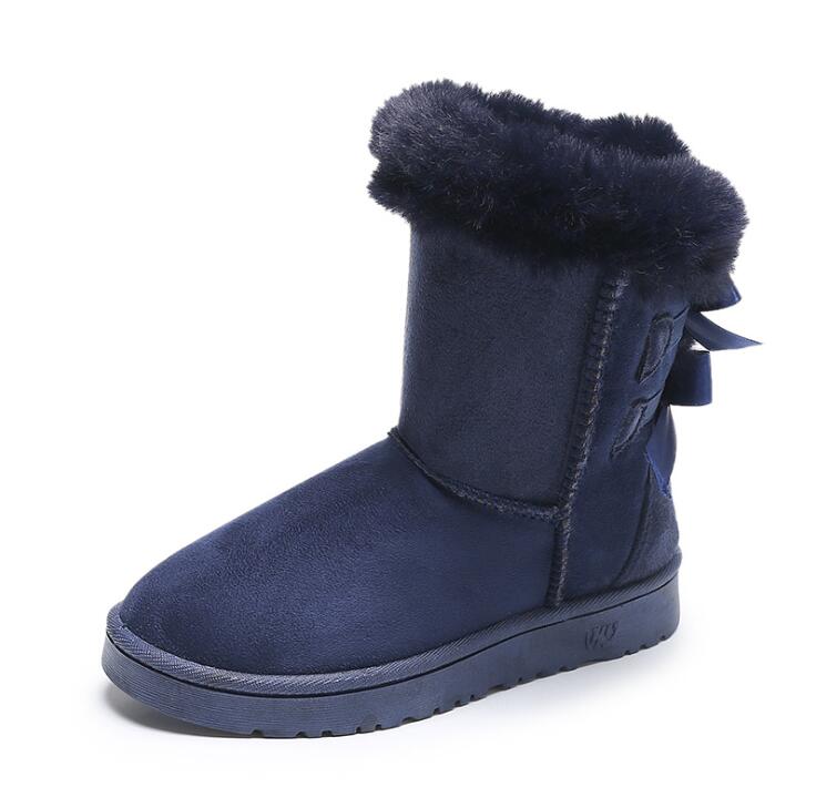 Vrouwen Winter Bont Warme Snowboots Dames Warme Wollen Booties Enkellaars Comfortabele Schoenen Plus Size 36-41 Casual vrouwen Mid Laarzen: Blauw / 6