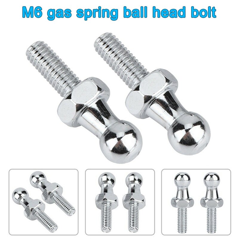 2pcs M6 10MM Spring Ball Screw Bolts for Gas Struts Ball Ended Bolts Bonnet Gas Spring Ball Stud TD326