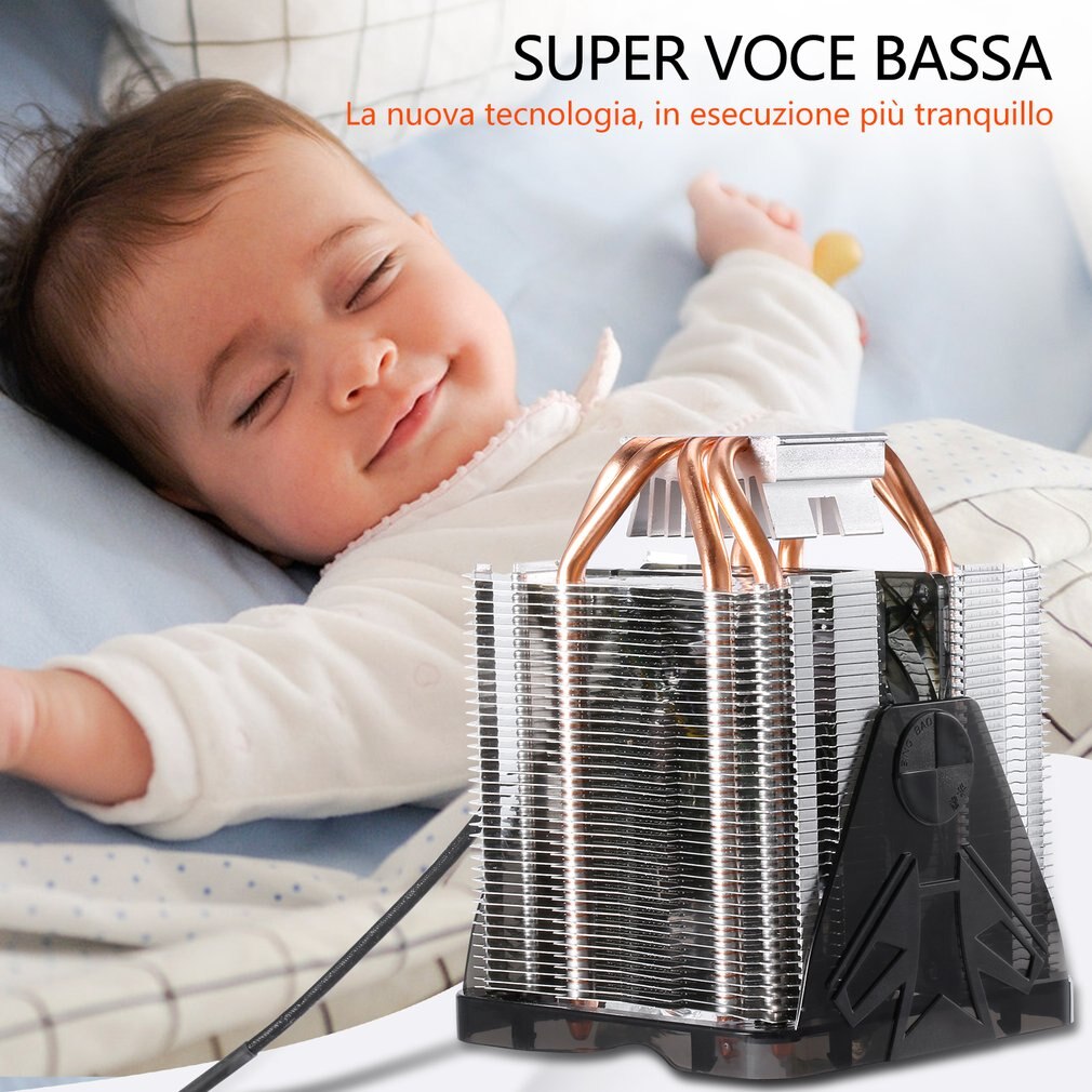 LESHP CPU Cooler - Ultra Stil 20dB(A) - 90mm Ventilator - Vier Pure Koperen Heatpipes - Lange Levensduur Compact