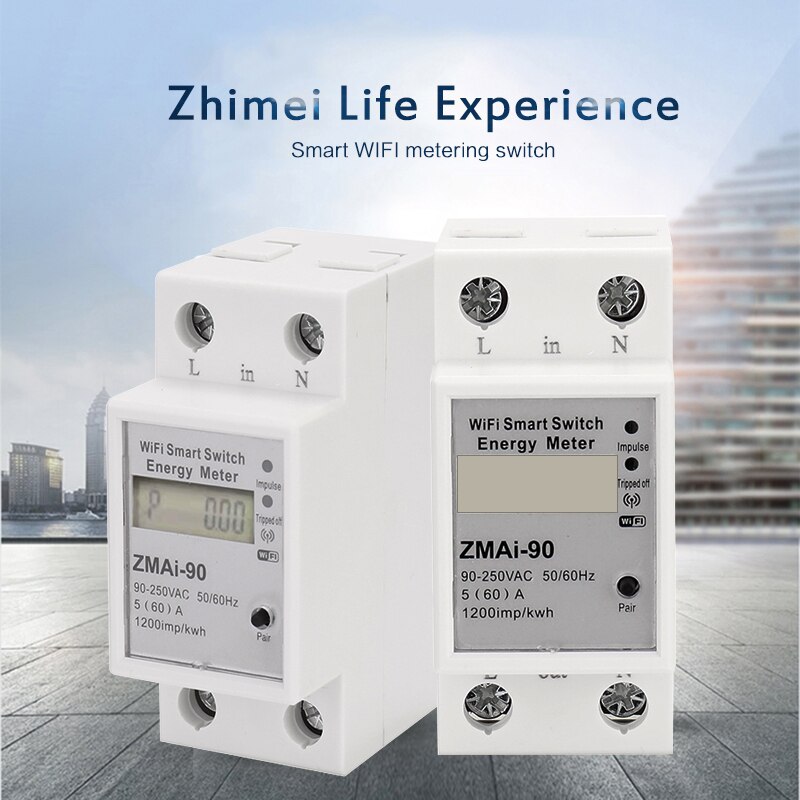 110-250V WiFi Smart Metering Energy Meter Tuya/smart Life APP Din Rail Single-phase Smart WIFI Metering Switch